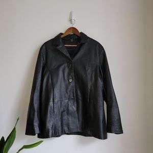 Vtg Nicole Miller Leather Coat Black